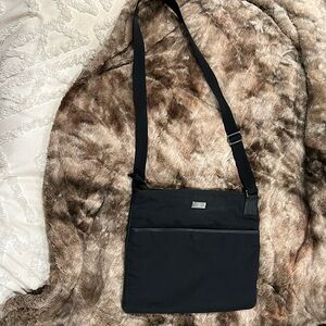 GUCCI FABRIC BLACK CROSSBODY BAG FULLY LINED IN GUCCI FABRIC AND SILVER HARDWARE